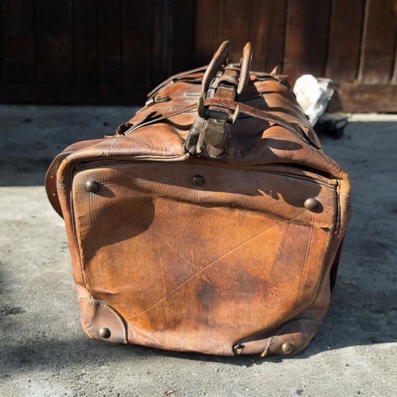 Antique vintage Thomas Fortune brown leather gladstone bag - Picture 4 of 15
